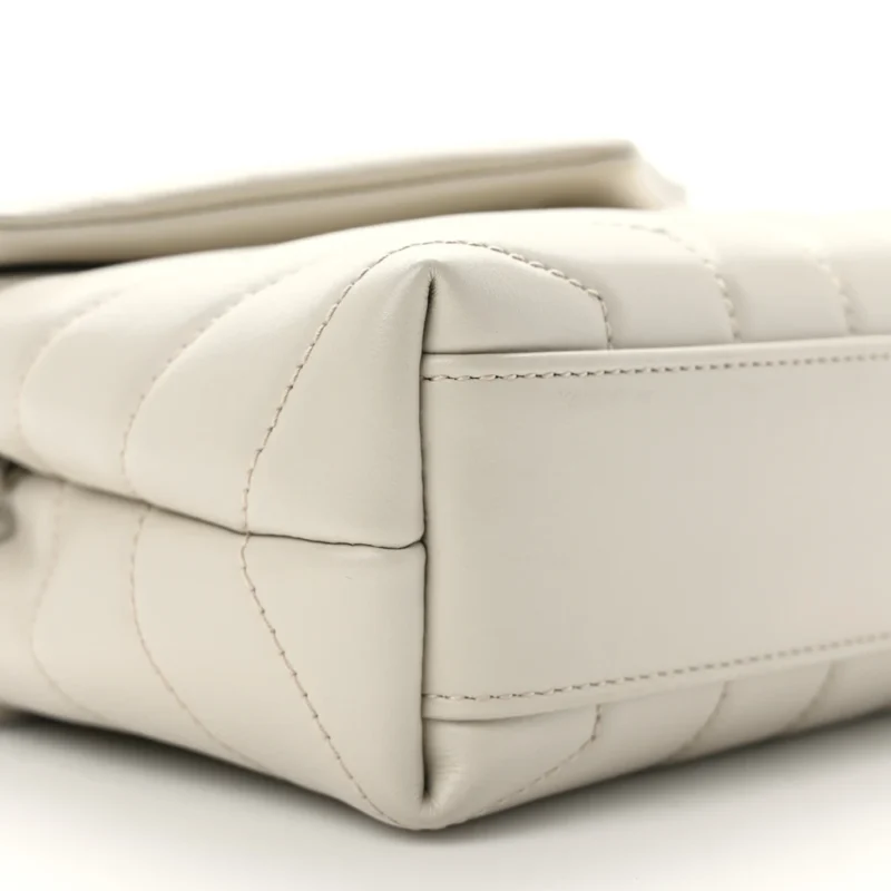 SAINT LAURENT MINI LOULOU CROSSBODY BAG CREMA SOFT Y-QUILTED MONOGRAM CALFSKIN LEATHER SILVER HARDWARE - Image 4