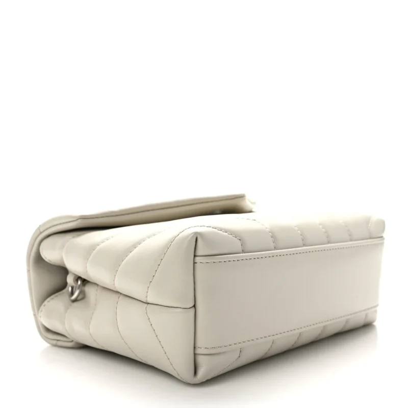 SAINT LAURENT MINI LOULOU CROSSBODY BAG CREMA SOFT Y-QUILTED MONOGRAM CALFSKIN LEATHER SILVER HARDWARE - Image 6