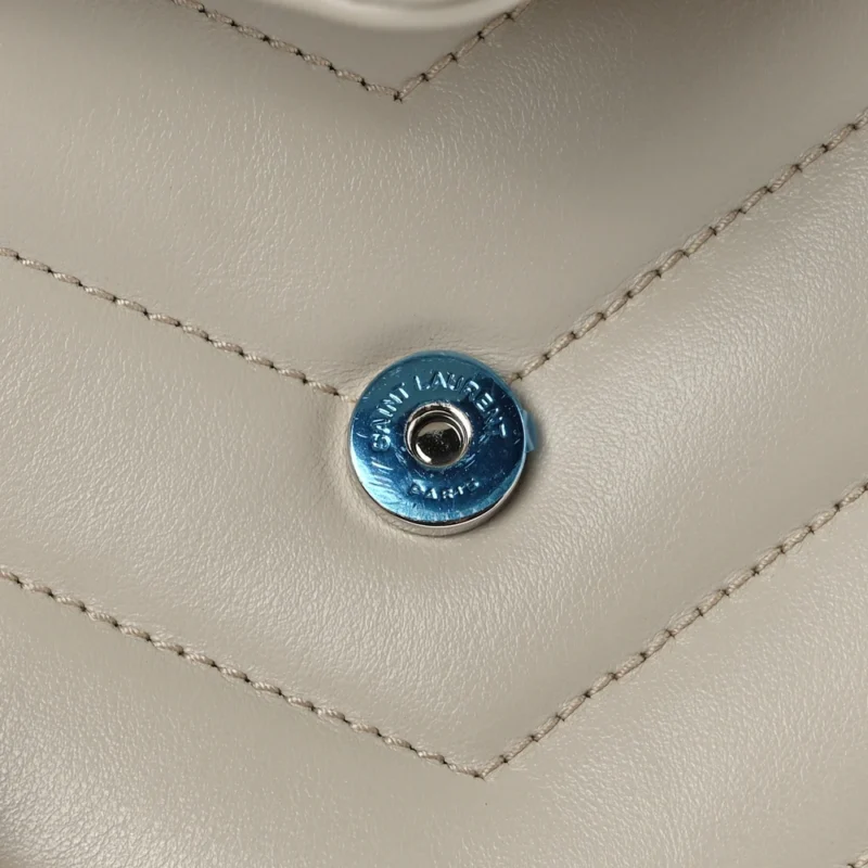 SAINT LAURENT MINI LOULOU CROSSBODY BAG CREMA SOFT Y-QUILTED MONOGRAM CALFSKIN LEATHER SILVER HARDWARE - Image 9