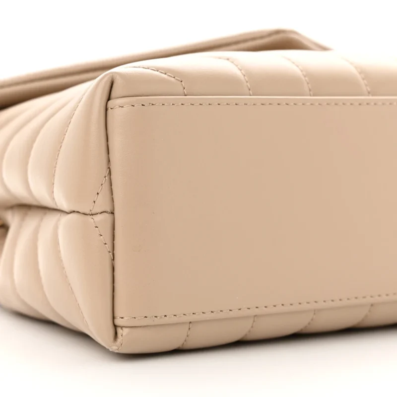 SAINT LAURENT SMALL LOULOU CHAIN SATCHEL DARK BEIGE Y-QUILTED MONOGRAM CALFSKIN LEATHER GOLD HARDWARE - Image 4