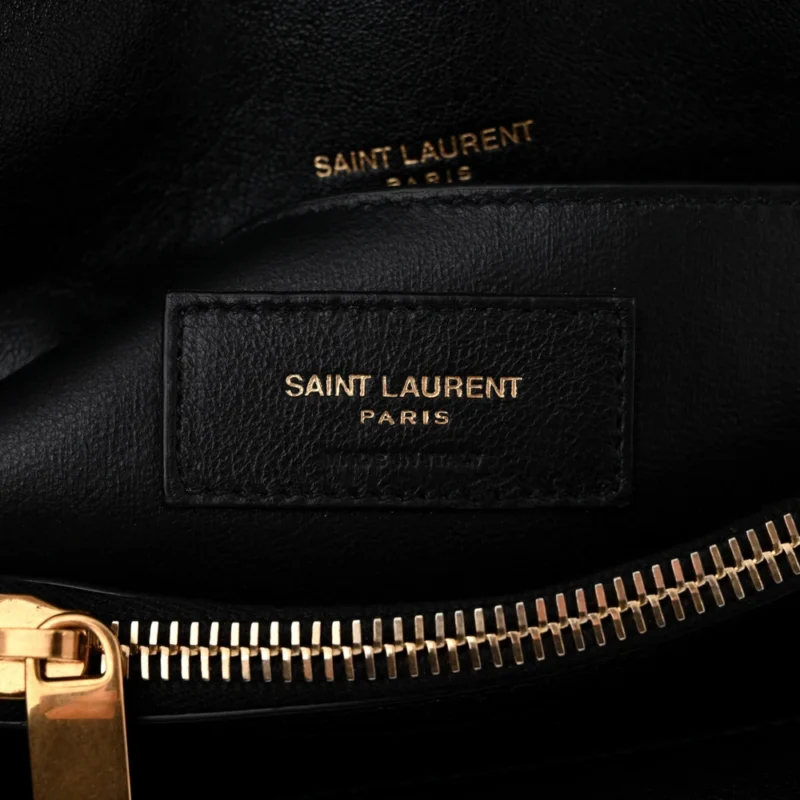 SAINT LAURENT MEDIUM COLLEGE BAG BLACK CHEVRON MONOGRAM SHEEPSKIN MATELASSE LEATHER GOLD HARDWARE - Image 2