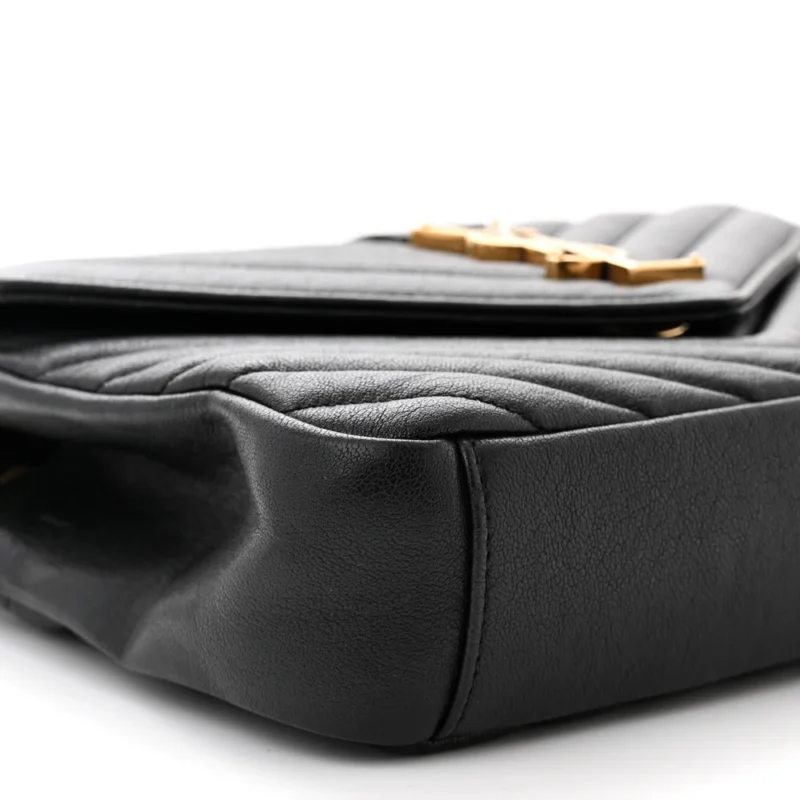 SAINT LAURENT MEDIUM COLLEGE BAG BLACK CHEVRON MONOGRAM SHEEPSKIN MATELASSE LEATHER GOLD HARDWARE - Image 4