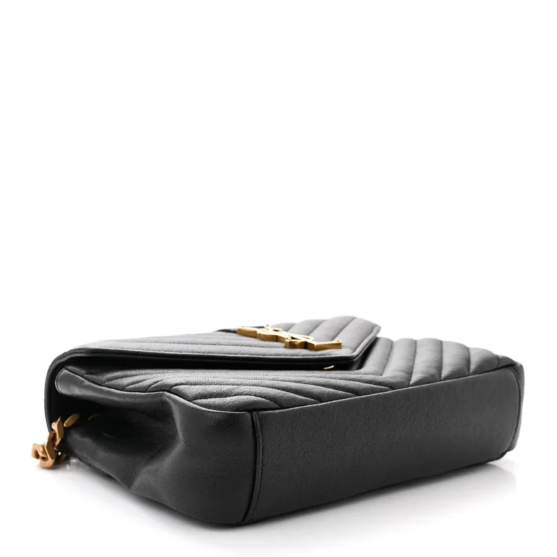 SAINT LAURENT MEDIUM COLLEGE BAG BLACK CHEVRON MONOGRAM SHEEPSKIN MATELASSE LEATHER GOLD HARDWARE - Image 6