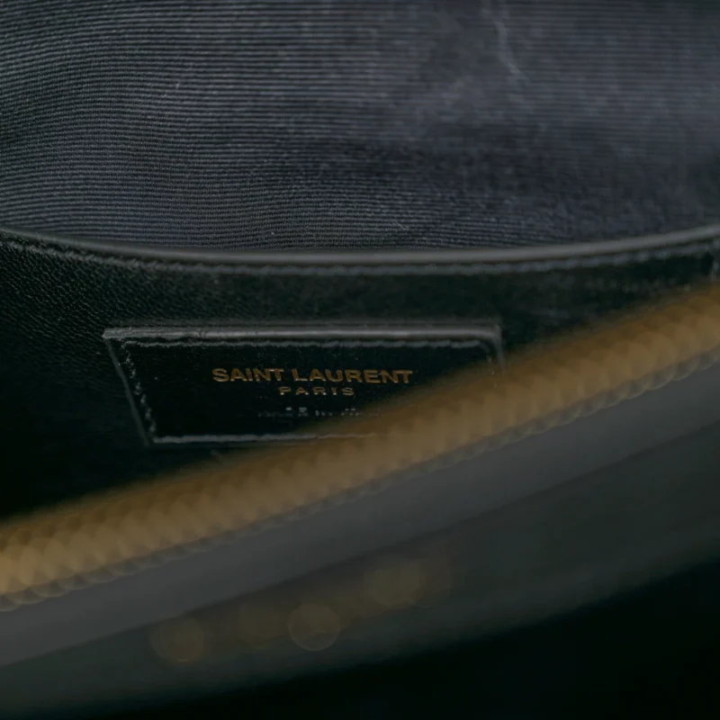 SAINT LAURENT LARGE COLLEGE SATCHEL BLACK CHEVRON MONOGRAM SHEEPSKIN MATELASSE LEATHER AGED GOLD HARDWARE - Image 2