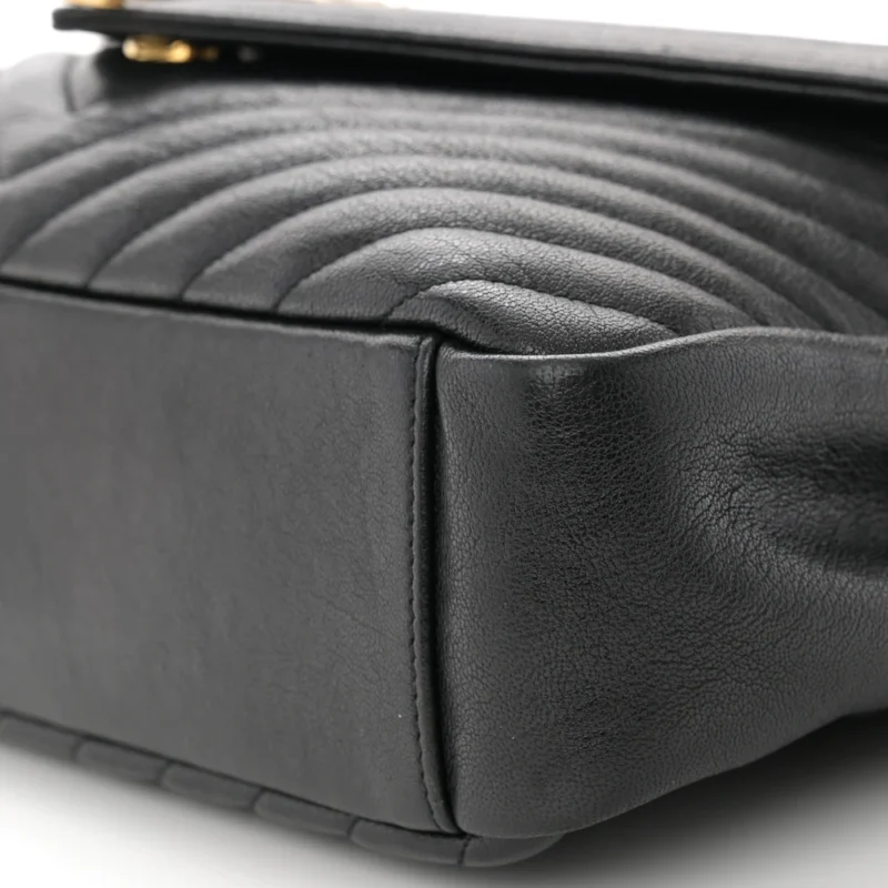 SAINT LAURENT LARGE COLLEGE SATCHEL BLACK CHEVRON MONOGRAM SHEEPSKIN MATELASSE LEATHER AGED GOLD HARDWARE - Image 5