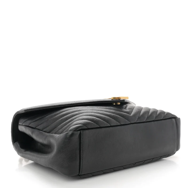 SAINT LAURENT LARGE COLLEGE SATCHEL BLACK CHEVRON MONOGRAM SHEEPSKIN MATELASSE LEATHER AGED GOLD HARDWARE - Image 6