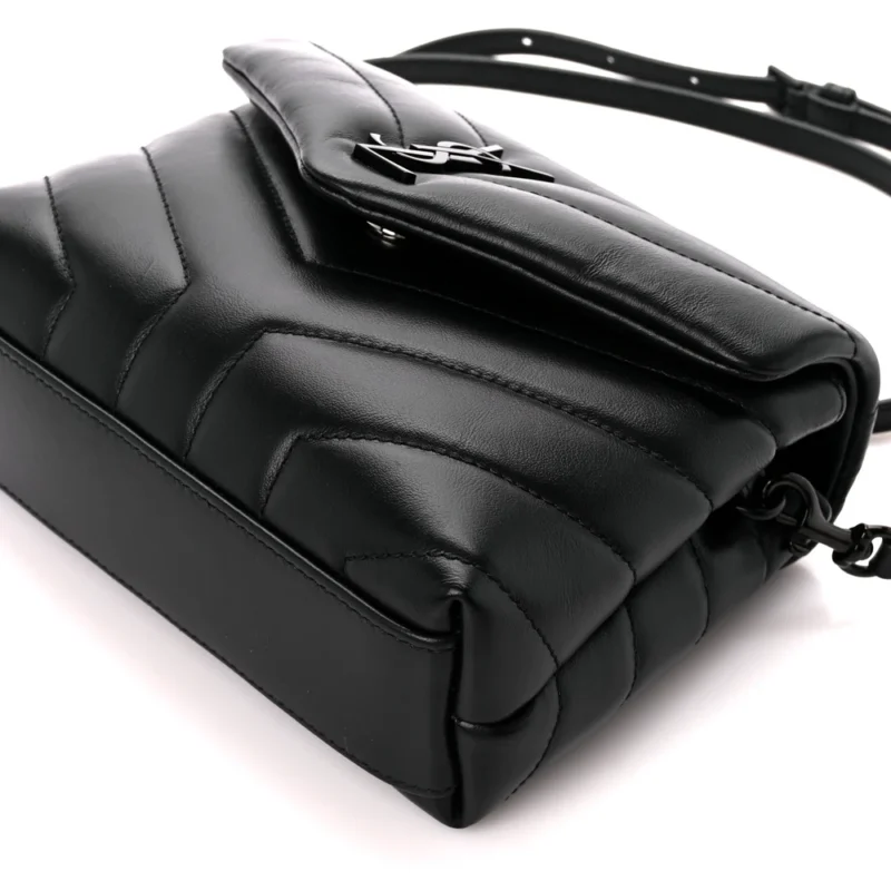 SAINT LAURENT MINI LOULOU CROSSBODY BAG BLACK Y-QUILTED MONOCHROME MONOGRAM CALFSKIN LEATHER INCOGNITO HARDWARE - Image 5
