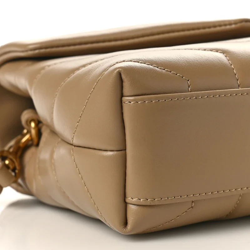 SAINT LAURENT MINI LOULOU CROSSBODY BAG DARK LATTE Y-QUILTED MONOGRAM CALFSKIN LEATHER AGED GOLD HARDWARE - Image 4