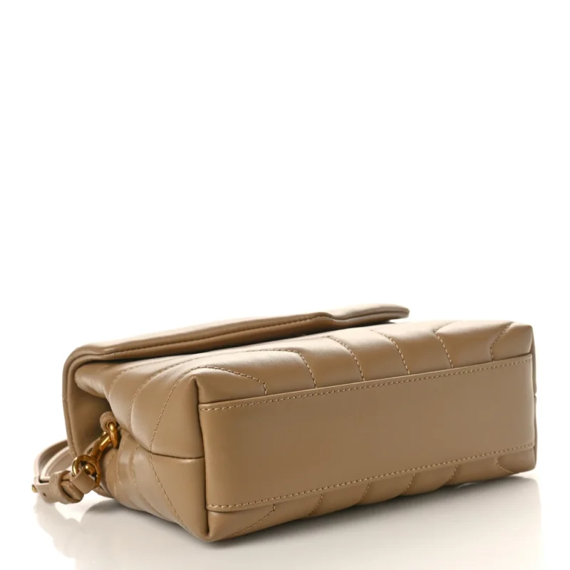 SAINT LAURENT MINI LOULOU CROSSBODY BAG DARK LATTE Y-QUILTED MONOGRAM CALFSKIN LEATHER AGED GOLD HARDWARE - Image 6