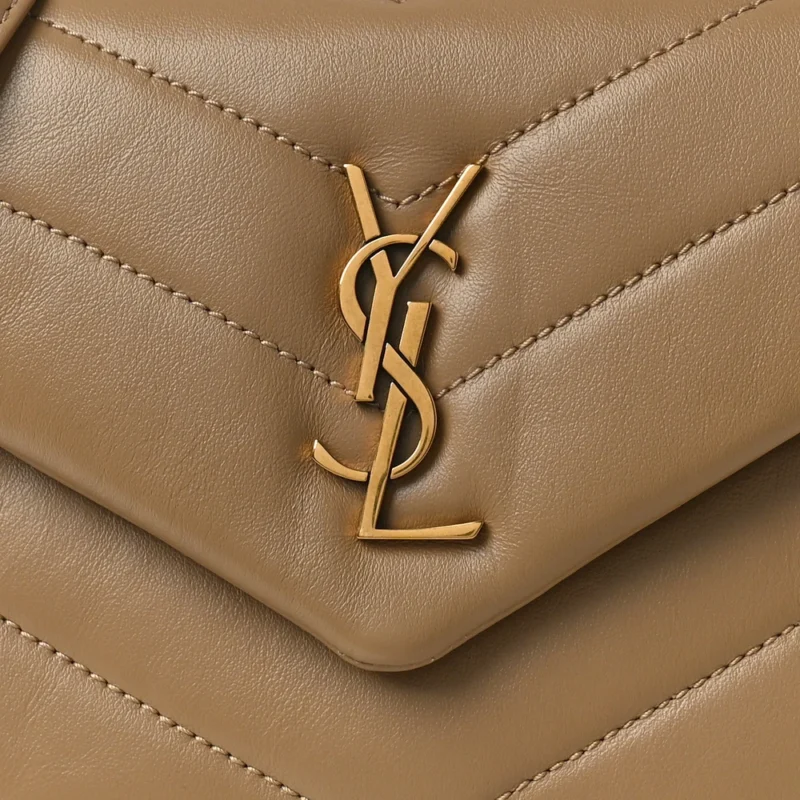 SAINT LAURENT MINI LOULOU CROSSBODY BAG DARK LATTE Y-QUILTED MONOGRAM CALFSKIN LEATHER AGED GOLD HARDWARE - Image 8