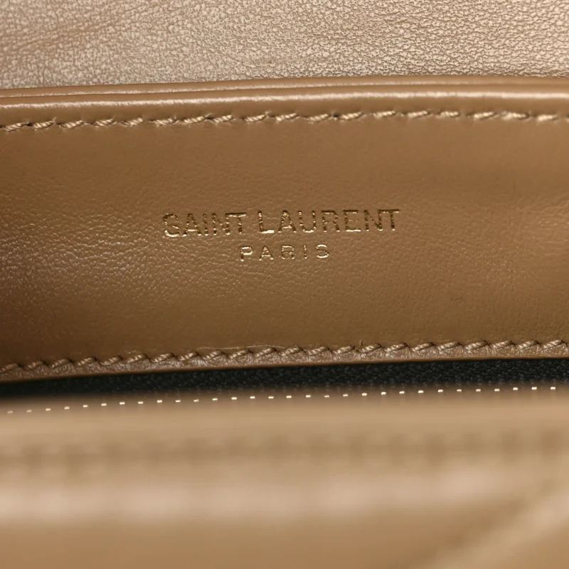 SAINT LAURENT MINI LOULOU CROSSBODY BAG DARK LATTE Y-QUILTED MONOGRAM CALFSKIN LEATHER AGED GOLD HARDWARE - Image 9