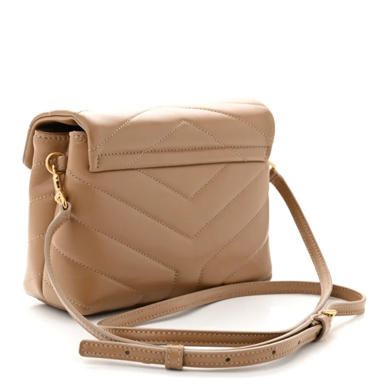 SAINT LAURENT MINI LOULOU CROSSBODY BAG LATTE Y-QUILTED MONOGRAM CALFSKIN LEATHER GOLD HARDWARE - Image 3