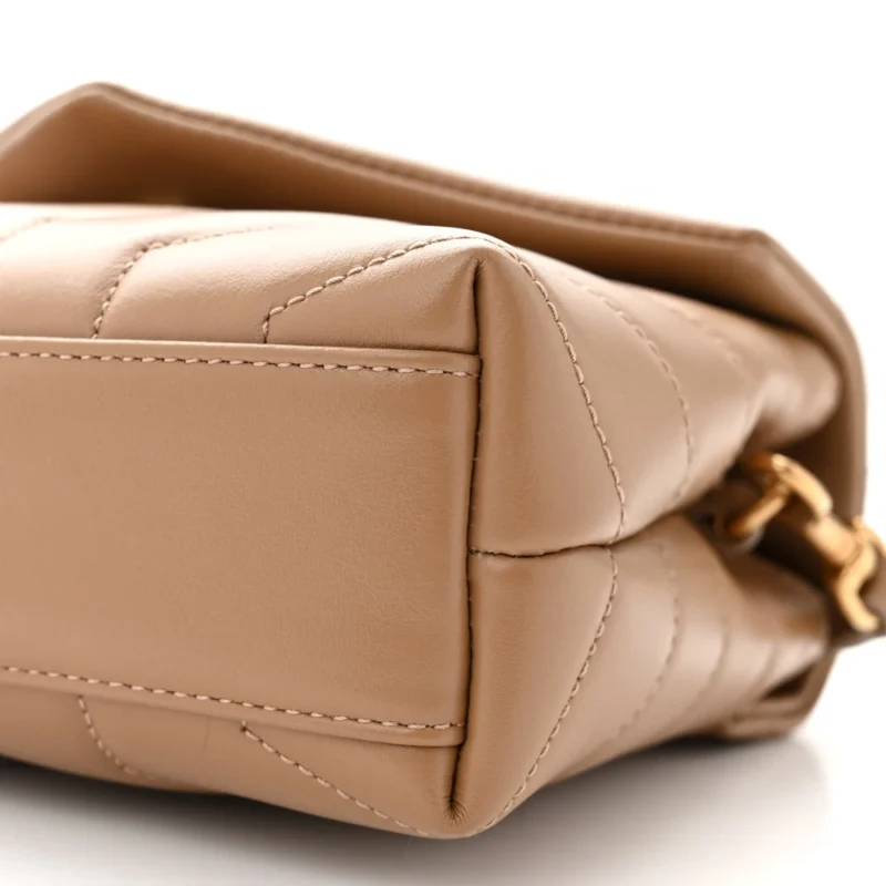SAINT LAURENT MINI LOULOU CROSSBODY BAG LATTE Y-QUILTED MONOGRAM CALFSKIN LEATHER GOLD HARDWARE - Image 5