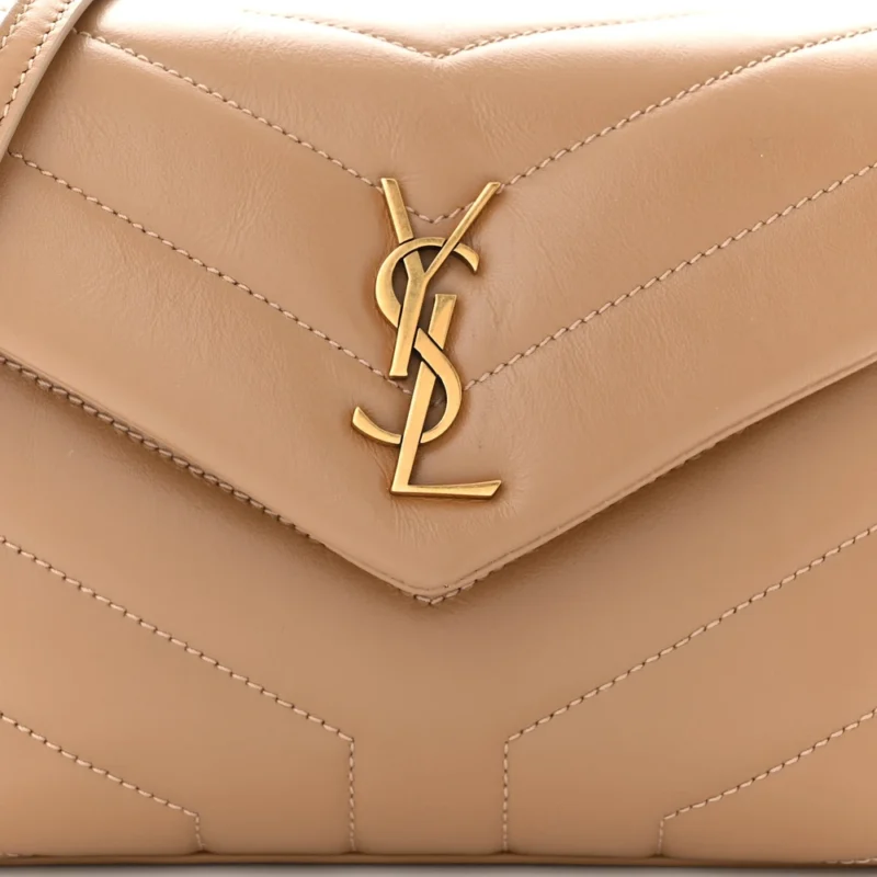 SAINT LAURENT MINI LOULOU CROSSBODY BAG LATTE Y-QUILTED MONOGRAM CALFSKIN LEATHER GOLD HARDWARE - Image 8