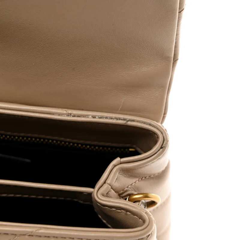 SAINT LAURENT MINI LOULOU CROSSBODY BAG DARK BEIGE Y-QUILTED MONOGRAM CALFSKIN LEATHER AGED GOLD HARDWARE - Image 11