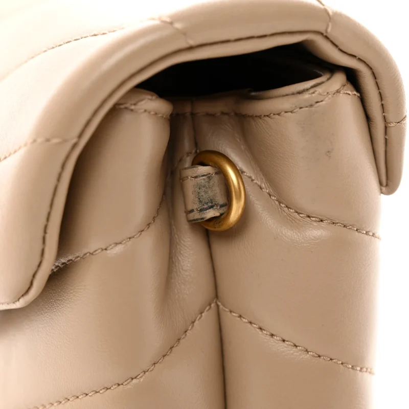 SAINT LAURENT MINI LOULOU CROSSBODY BAG DARK BEIGE Y-QUILTED MONOGRAM CALFSKIN LEATHER AGED GOLD HARDWARE - Image 10