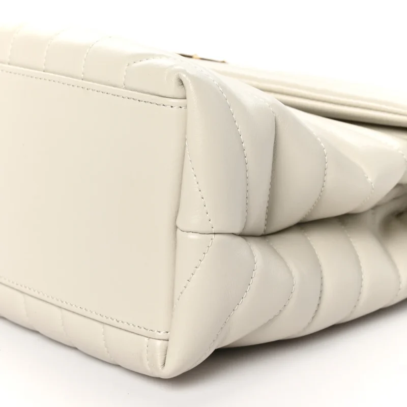SAINT LAURENT MEDIUM LOULOU CHAIN SATCHEL CREMA SOFT Y-QUILTED MONOGRAM CALFSKIN LEATHER SILVER HARDWARE - Image 5