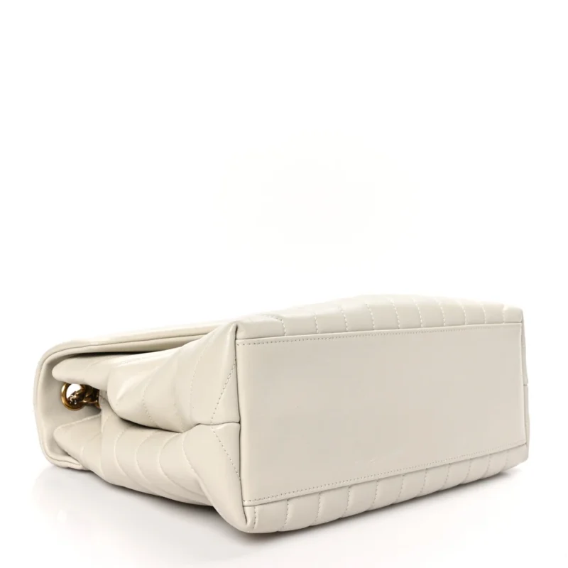 SAINT LAURENT MEDIUM LOULOU CHAIN SATCHEL CREMA SOFT Y-QUILTED MONOGRAM CALFSKIN LEATHER SILVER HARDWARE - Image 6