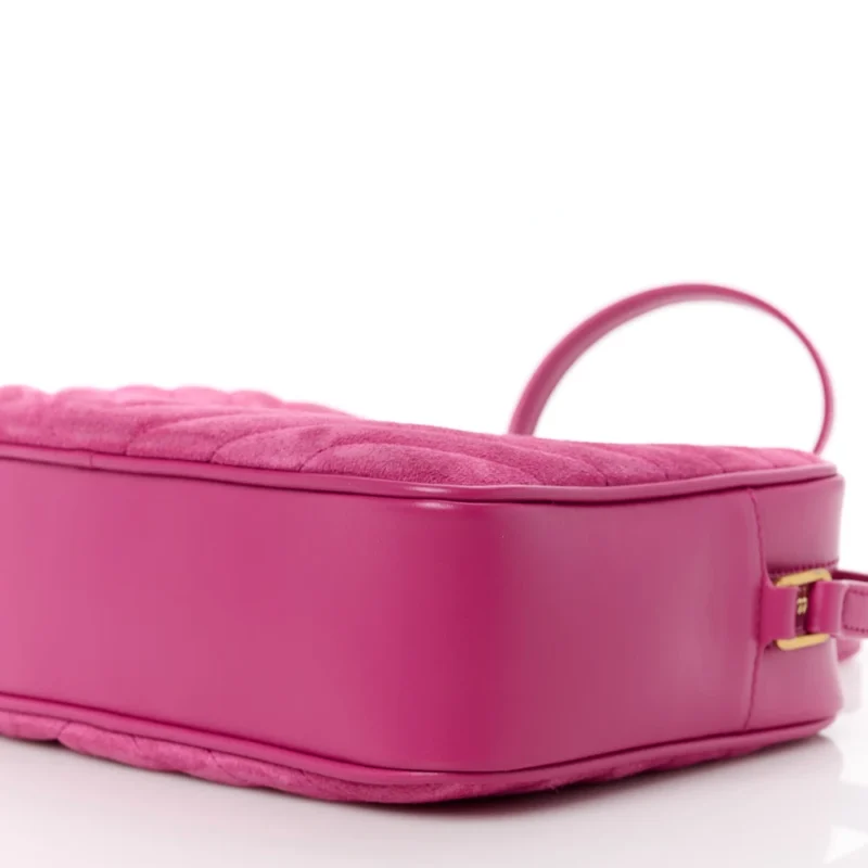 SAINT LAURENT MEDIUM LOU CAMERA BAG ROSE MONOGRAM SUEDE MATELASSE LEATHER AGED GOLD HARDWARE - Image 5