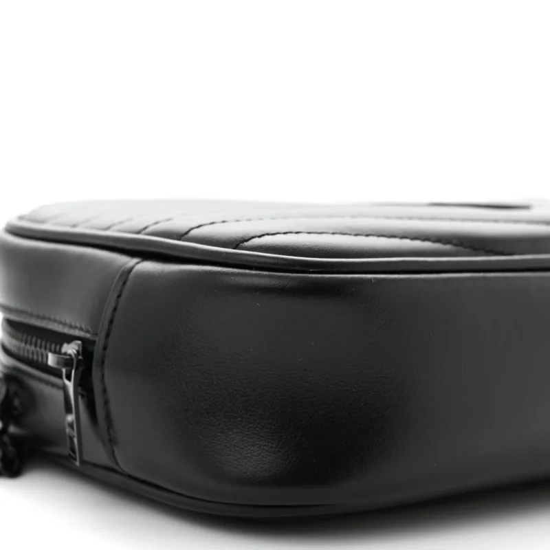 SAINT LAURENT MINI LOU CAMERA BAG BLACK MONOCHROME MONOGRAM CALFSKIN MATELASSE LEATHER BLACK HARDWARE - Image 4