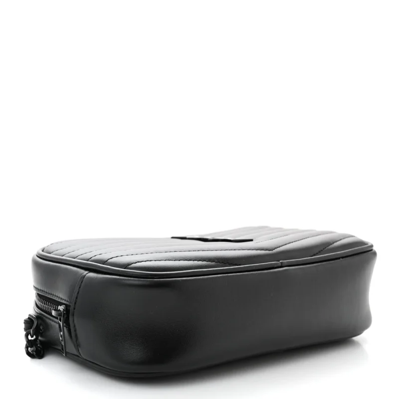 SAINT LAURENT MINI LOU CAMERA BAG BLACK MONOCHROME MONOGRAM CALFSKIN MATELASSE LEATHER BLACK HARDWARE - Image 6