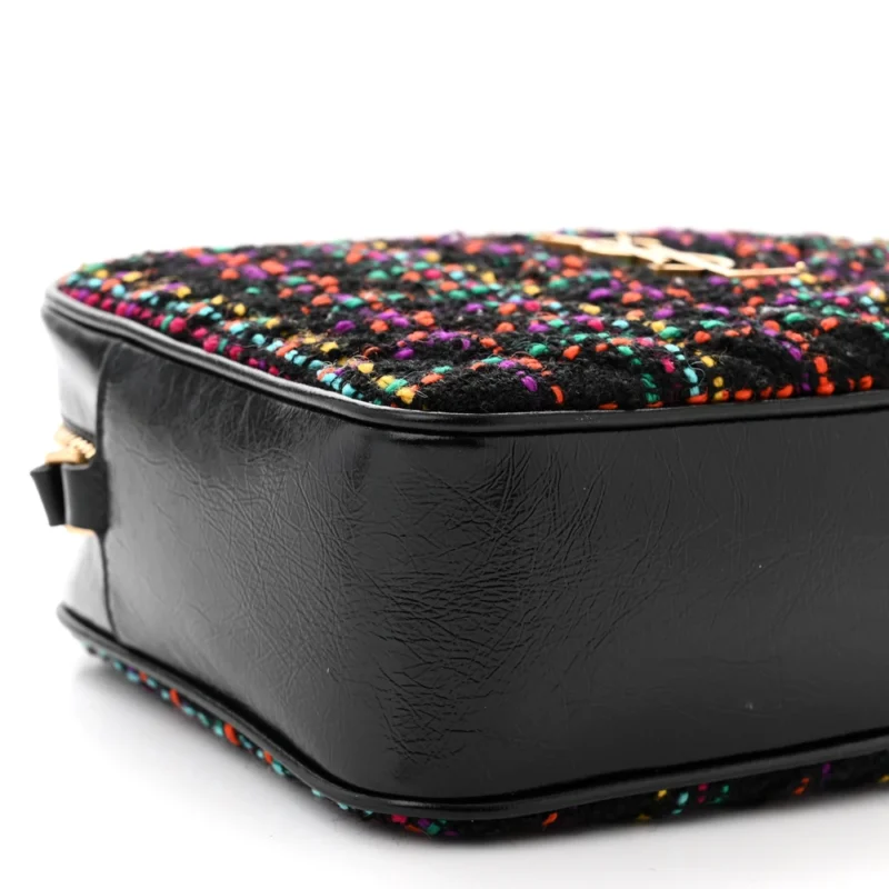 SAINT LAURENT MEDIUM LOU CAMERA BAG BLACK MONOGRAM TWEED & CALFSKIN LEATHER BRASS HARDWARE - Image 4