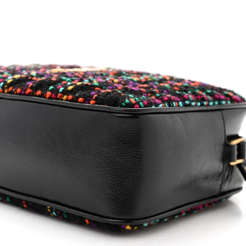 SAINT LAURENT MEDIUM LOU CAMERA BAG BLACK MONOGRAM TWEED & CALFSKIN LEATHER BRASS HARDWARE - Image 5