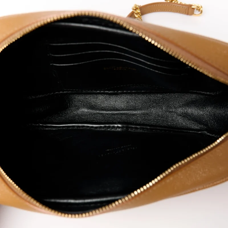 SAINT LAURENT MINI LOU CAMERA BAG DARK NATURAL MONOGRAM GRAIN DE POUDRE MATELASSE LEATHER GOLD HARDWARE - Image 7