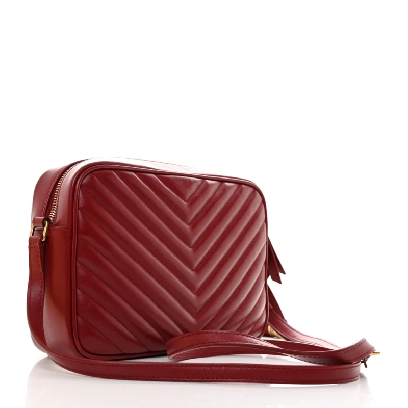 SAINT LAURENT MEDIUM LOU CAMERA BAG OPYUM RED MONOGRAM CALFSKIN MATELASSE LEATHER GOLD HARDWARE - Image 3