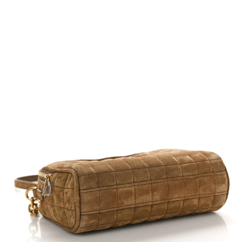 SAINT LAURENT MINI CAMERA BAG GOLDEN LEAF QUILTED MONOGRAM SUEDE & CALFSKIN LEATHER GOLD HARDWARE - Image 6