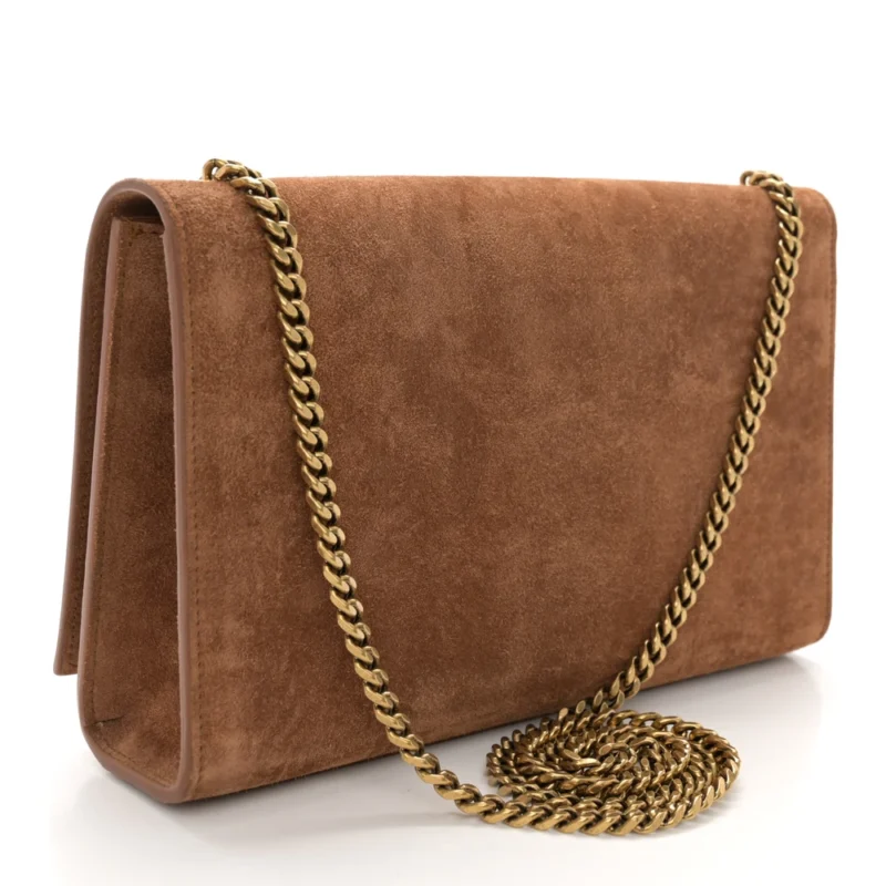 SAINT LAURENT MEDIUM KATE SATCHEL MACARON MONOGRAM SUEDE AGED GOLD HARDWARE - Image 3