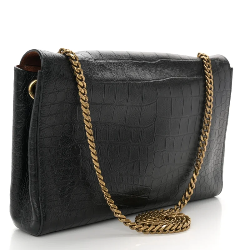 SAINT LAURENT MEDIUM KATE SATCHEL BLACK REVERSIBLE MONOGRAM SMOOTH CALFSKIN LEATHER & SUEDE AGED GOLD HARDWARE - Image 3