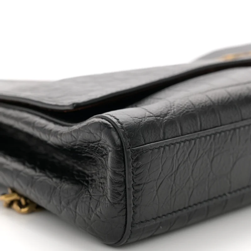 SAINT LAURENT MEDIUM KATE SATCHEL BLACK REVERSIBLE MONOGRAM SMOOTH CALFSKIN LEATHER & SUEDE AGED GOLD HARDWARE - Image 4