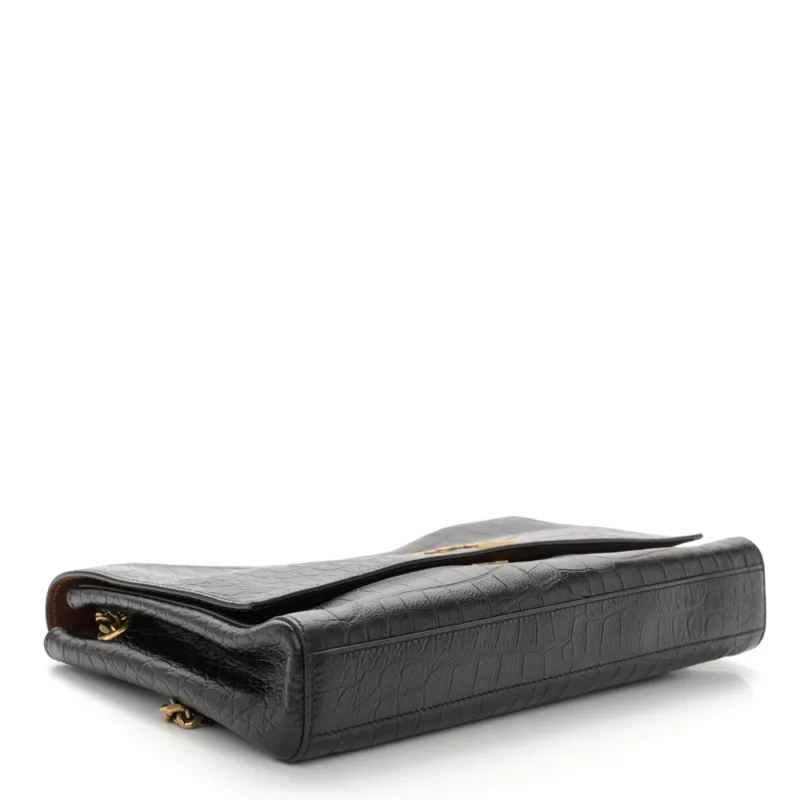 SAINT LAURENT MEDIUM KATE SATCHEL BLACK REVERSIBLE MONOGRAM SMOOTH CALFSKIN LEATHER & SUEDE AGED GOLD HARDWARE - Image 6