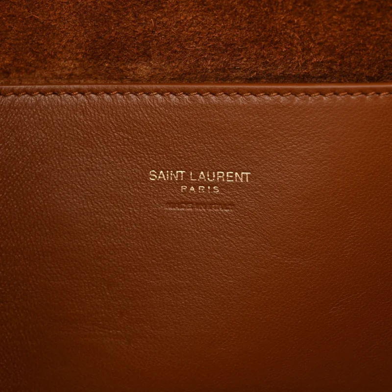 SAINT LAURENT MEDIUM KATE SATCHEL BLACK REVERSIBLE EMBOSSED MONOGRAM CALFSKIN & CROCODILE LEATHER AGED GOLD HARDWARE - Image 2