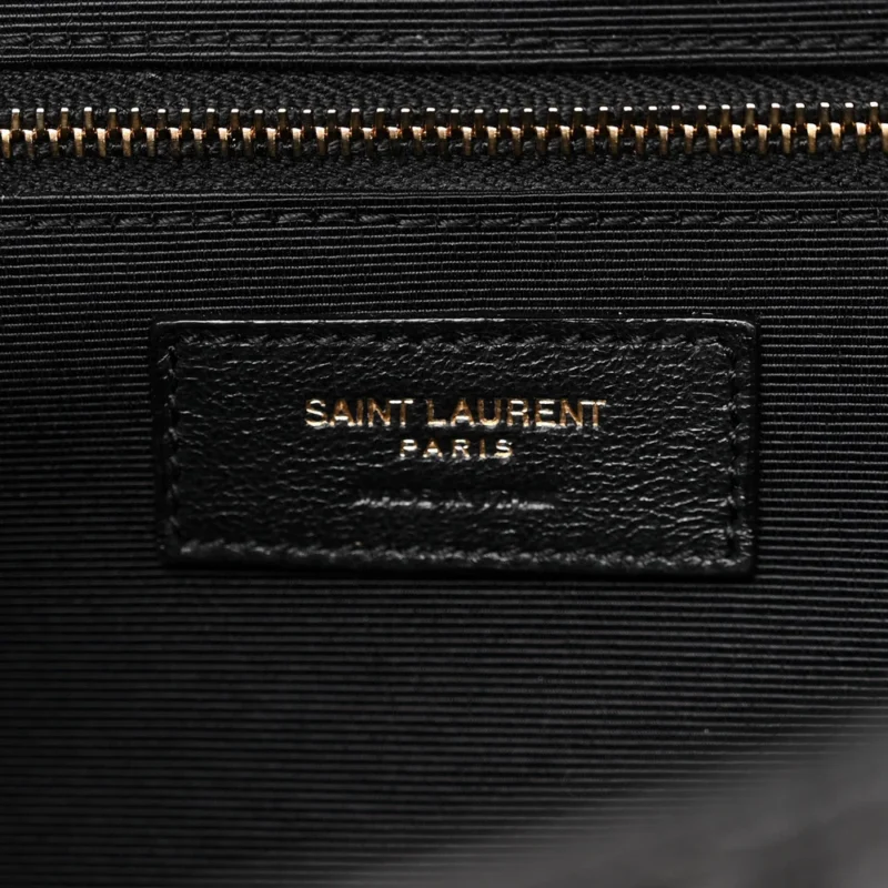 SAINT LAURENT LARGE SATCHEL BLACK TRIQUILT MONOGRAM GRAIN DE POUDRE TEXTURED MIXED MATELASSE LEATHER GOLD HARDWARE - Image 2
