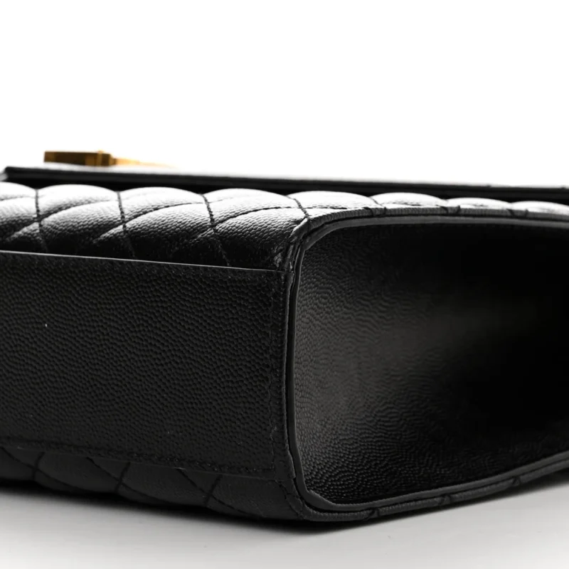 SAINT LAURENT LARGE SATCHEL BLACK TRIQUILT MONOGRAM GRAIN DE POUDRE TEXTURED MIXED MATELASSE LEATHER GOLD HARDWARE - Image 5