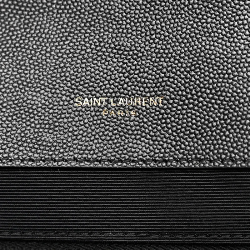 SAINT LAURENT LARGE SATCHEL BLACK TRIQUILT MONOGRAM GRAIN DE POUDRE TEXTURED MIXED MATELASSE LEATHER GOLD HARDWARE - Image 9