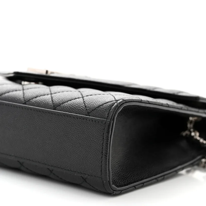 SAINT LAURENT MEDIUM SATCHEL BLACK TRIQUILT MONOGRAM GRAIN DE POUDRE TEXTURED MIXED MATELASSE LEATHER SILVER HARDWARE - Image 5