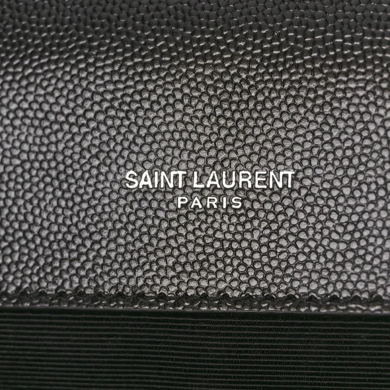 SAINT LAURENT LARGE SATCHEL BLACK TRIQUILT MONOGRAM GRAIN DE POUDRE TEXTURED MIXED MATELASSE LEATHER SILVER HARDWARE - Image 2