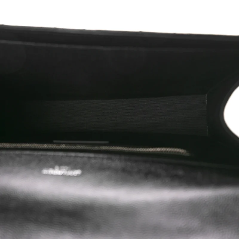 SAINT LAURENT LARGE SATCHEL BLACK TRIQUILT MONOGRAM GRAIN DE POUDRE TEXTURED MIXED MATELASSE LEATHER SILVER HARDWARE - Image 7