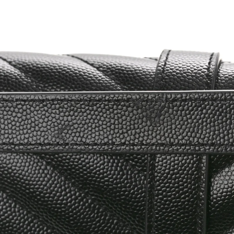 SAINT LAURENT LARGE SATCHEL BLACK TRIQUILT MONOGRAM GRAIN DE POUDRE TEXTURED MIXED MATELASSE LEATHER SILVER HARDWARE - Image 9