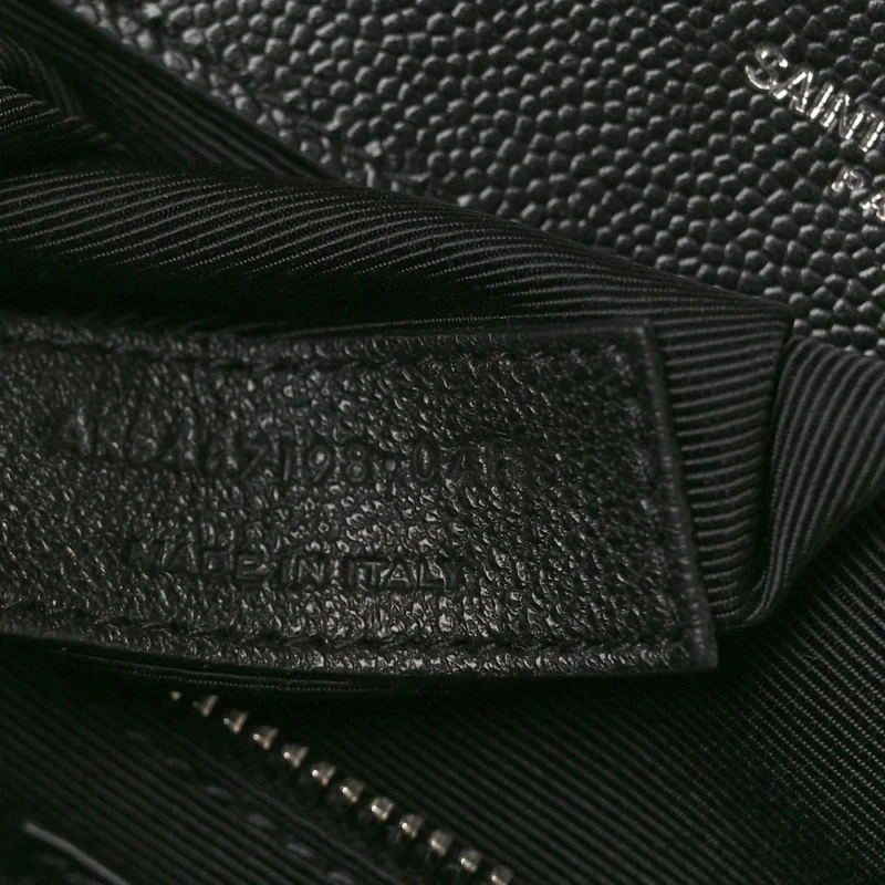 SAINT LAURENT LARGE SATCHEL BLACK TRIQUILT MONOGRAM GRAIN DE POUDRE TEXTURED MIXED MATELASSE LEATHER SILVER HARDWARE - Image 10