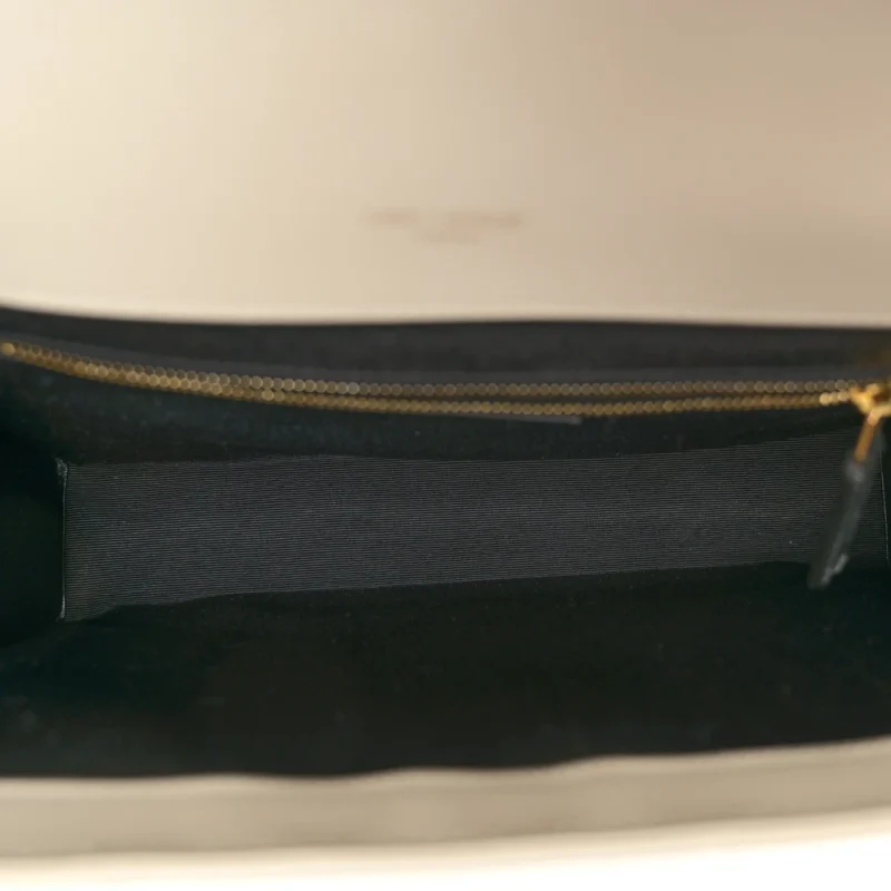 SAINT LAURENT LARGE SATCHEL CREMA SOFT TRIQUILT MONOGRAM GRAIN DE POUDRE TEXTURED MIXED MATELASSE LEATHER SILVER HARDWARE - Image 7