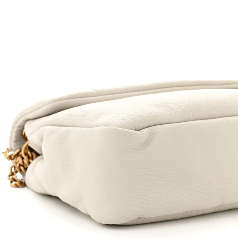 SAINT LAURENT LARGE CALYPSO BAG BLANC VINTAGE GRAINED LAMBSKIN LEATHER AGED GOLD HARDWARE - Image 4