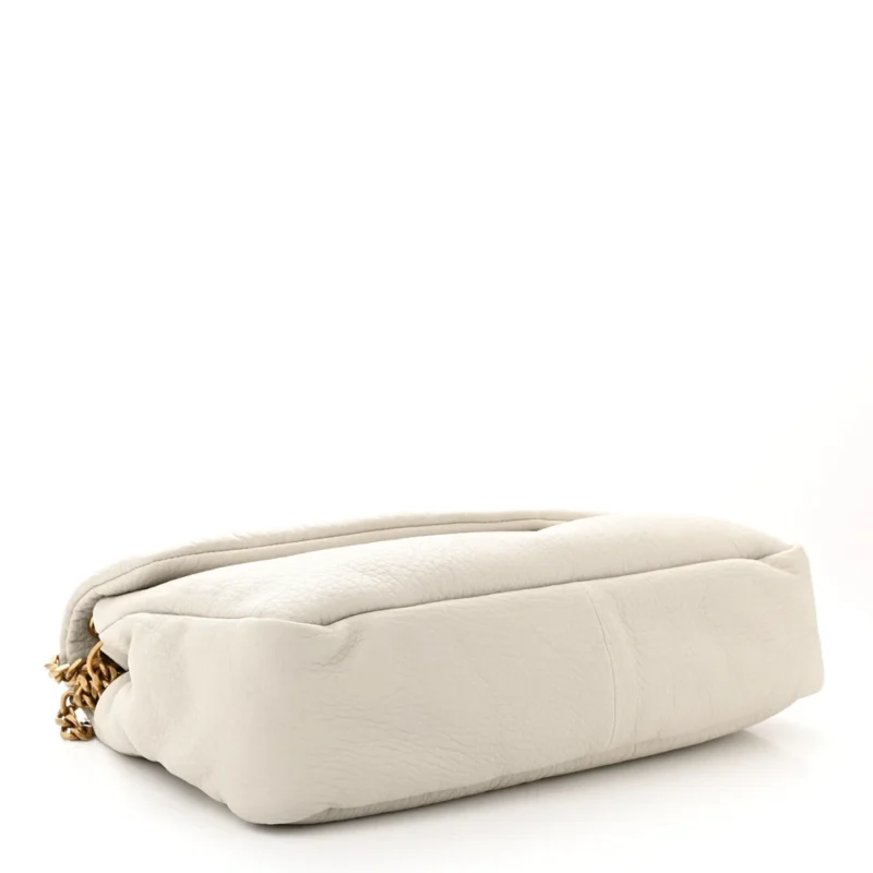 SAINT LAURENT LARGE CALYPSO BAG BLANC VINTAGE GRAINED LAMBSKIN LEATHER AGED GOLD HARDWARE - Image 6