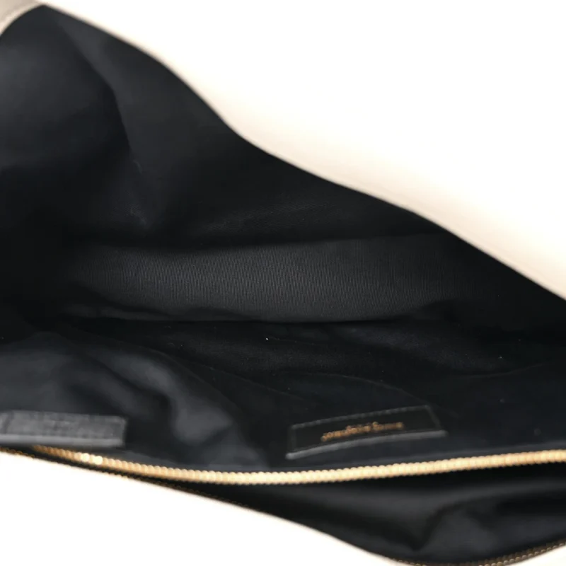 SAINT LAURENT LARGE CALYPSO BAG BLANC VINTAGE GRAINED LAMBSKIN LEATHER AGED GOLD HARDWARE - Image 7