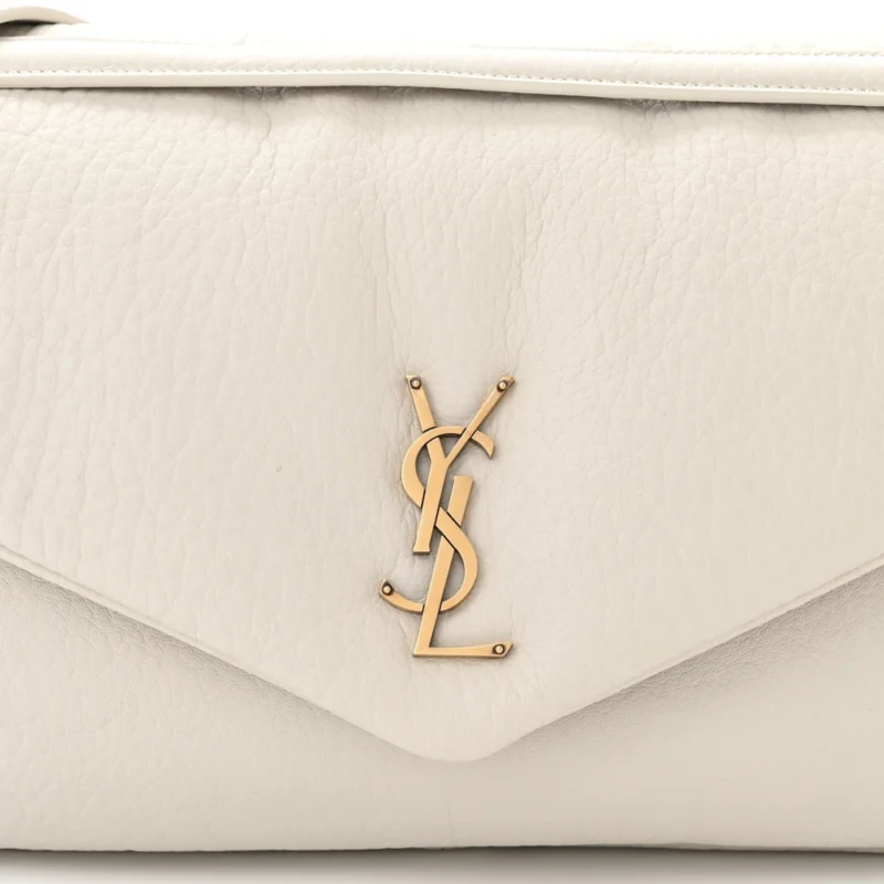 SAINT LAURENT LARGE CALYPSO BAG BLANC VINTAGE GRAINED LAMBSKIN LEATHER AGED GOLD HARDWARE - Image 8