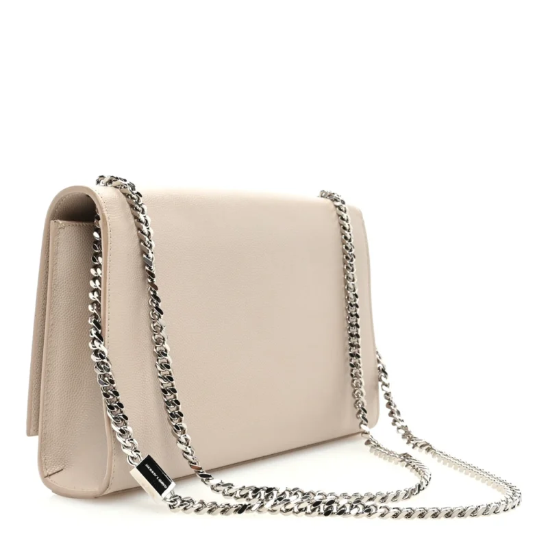 SAINT LAURENT MEDIUM KATE SATCHEL NUDE POWDER MONOGRAM GRAIN DE POUDRE LEATHER SILVER HARDWARE - Image 3