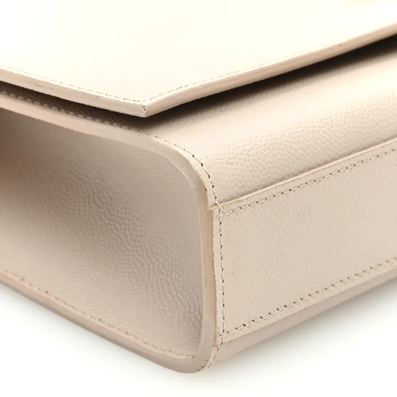 SAINT LAURENT MEDIUM KATE SATCHEL NUDE POWDER MONOGRAM GRAIN DE POUDRE LEATHER SILVER HARDWARE - Image 4